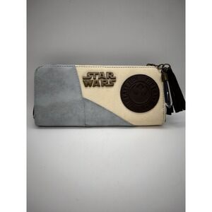 Star Wars Gray Bronzetone Rebel‎ Logo Zip Around Clutch Wallet